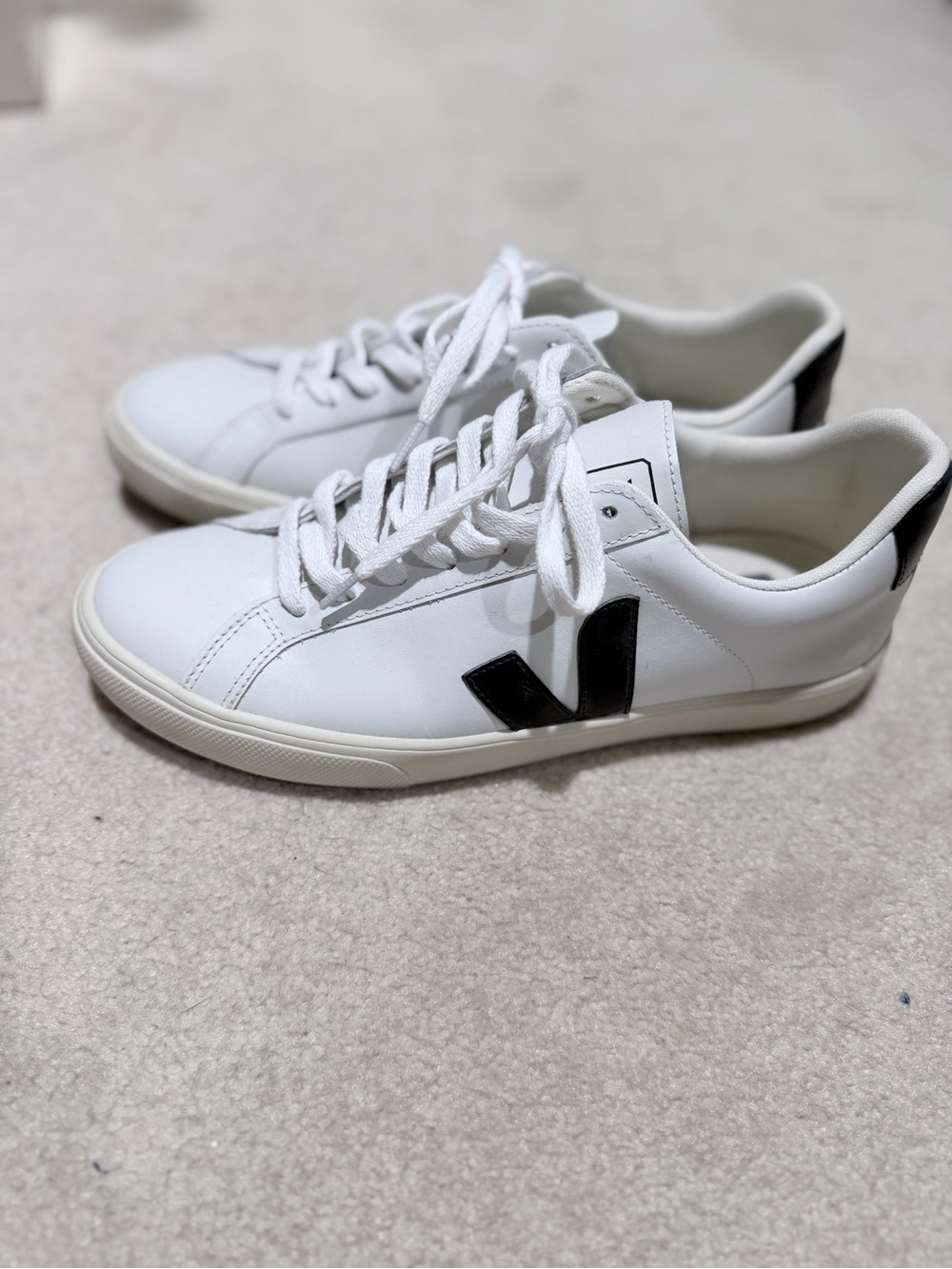 Veja Esplar Leather Sneakers White/Black Womens Size US9 EU 40